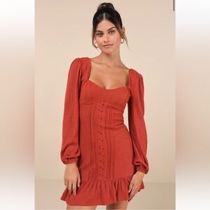 NWT Lulus Elegant Rust Knit Mini Dress